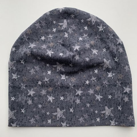 Gr Baggy hue med stjerner - str. 5-10 r