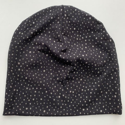 Sort baggy hue med slvprikker - str. 5-10 r